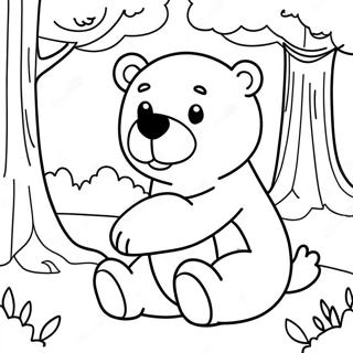 Cute Brown Bear In A Forest Coloring Page 3877-3134