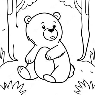 Cute Brown Bear In A Forest Coloring Page 3877-3136