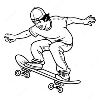 Thrasher Skateboarder Performing A Trick Coloring Page 38864-31086