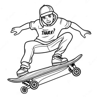 Thrasher Skateboarder Performing A Trick Coloring Page 38864-31087