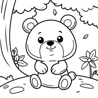 Cute Little Bear In A Forest Coloring Page 38974-31169