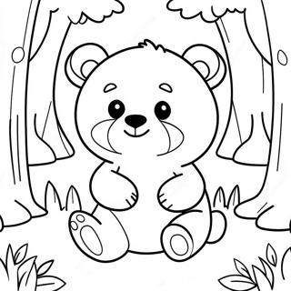 Cute Little Bear In A Forest Coloring Page 38974-31170