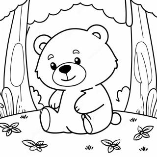 Cute Little Bear In A Forest Coloring Page 38974-31171