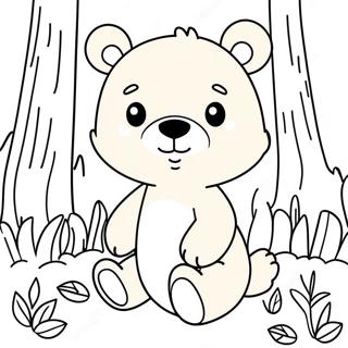 Cute Little Bear In A Forest Coloring Page 38974-31172