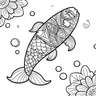 Detailed Koi Fish Swimming Coloring Page 38984-31177