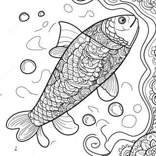 Detailed Koi Fish Swimming Coloring Page 38984-31178