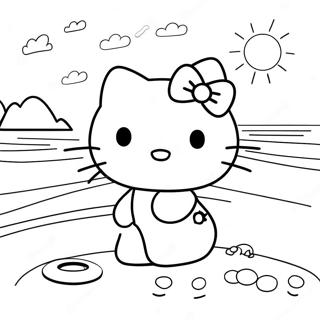 Summer Hello Kitty Beach Scene Coloring Page 39013-31200