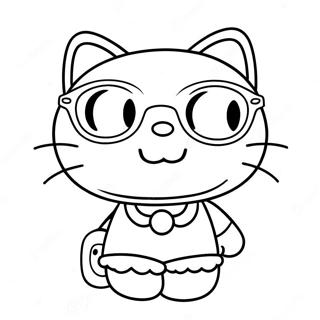 Cute Summer Hello Kitty With Sunglasses Coloring Page 39014-31204