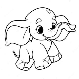 Adorable Dumbo Flying Coloring Page 3907-3162