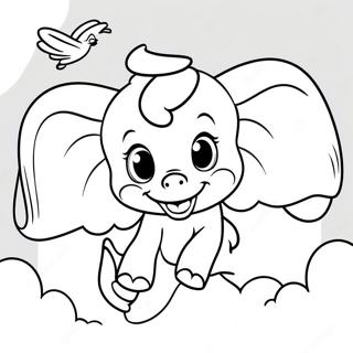 Adorable Dumbo Flying Coloring Page 3907-3163