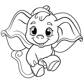 Adorable Dumbo Flying Coloring Page 3907-3164