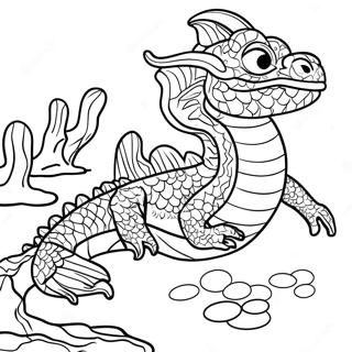 Realistic Water Dragon Swimming Coloring Page 39193-31338