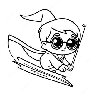 Cute Harry Potter Chibi Flying On A Broom Coloring Page 39204-31347