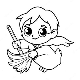 Cute Harry Potter Chibi Flying On A Broom Coloring Page 39204-31348