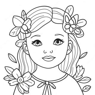 Charming Girl With Flowers Coloring Page 39264-31398