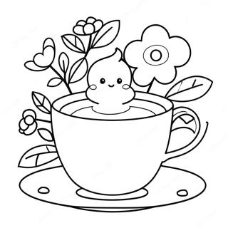 Cute Teacup With Flowers Coloring Page 39294-31417