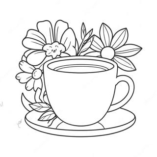 Cute Teacup With Flowers Coloring Page 39294-31418