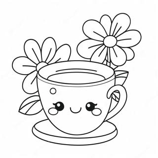 Cute Teacup With Flowers Coloring Page 39294-31420