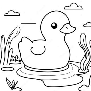 Rubber Duck Floating In A Pond Coloring Page 39303-31421