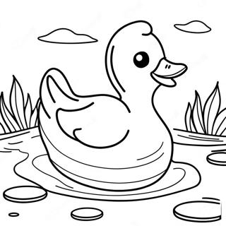 Rubber Duck Floating In A Pond Coloring Page 39303-31423