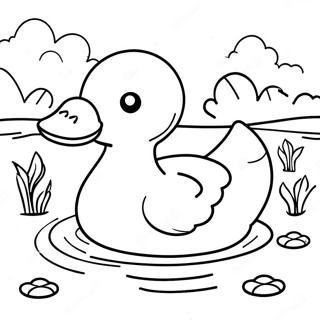 Rubber Duck Floating In A Pond Coloring Page 39303-31424