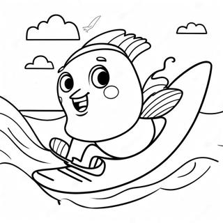 Adventurous Skipper In A Surfing Scene Coloring Page 39354-31471