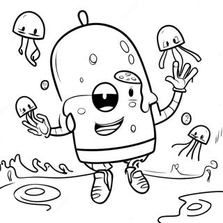 Spongebob Catching Jellyfish Coloring Page 39364-31466