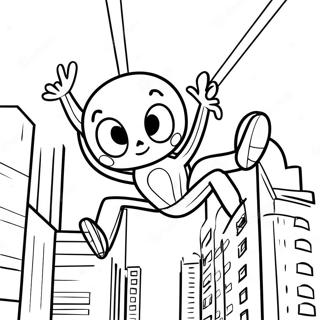 Spider Sonic Swinging Through The City Coloring Page 39424-31522