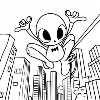 Spider Sonic Swinging Through The City Coloring Page 39424-31524