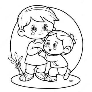 Funny Big Brother Playing With Little Sibling Coloring Page 39434-31525