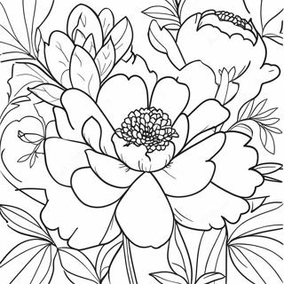 Beautiful Peony Bouquet Coloring Page 39464-31546