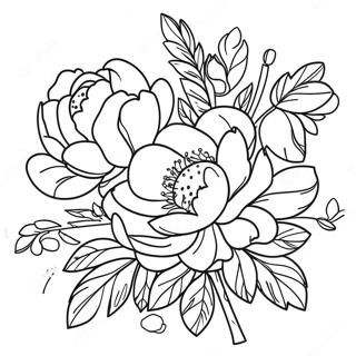 Beautiful Peony Bouquet Coloring Page 39464-31547