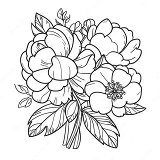 Beautiful Peony Bouquet Coloring Page 39464-31548