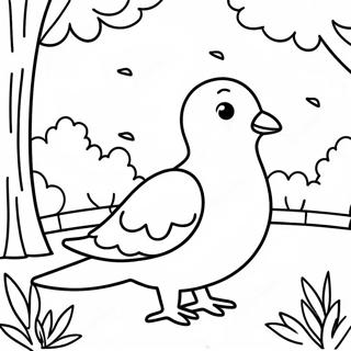 Cute Pigeon In A Park Coloring Page 39474-31557