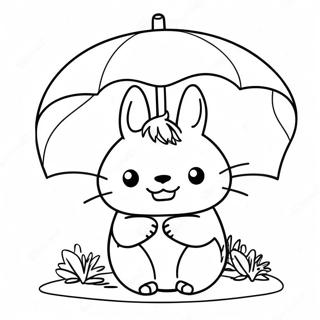 Cute Totoro With Umbrella Coloring Page 3947-3189