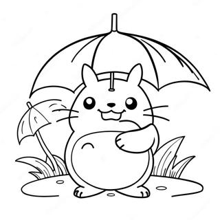 Cute Totoro With Umbrella Coloring Page 3947-3191