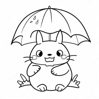 Cute Totoro With Umbrella Coloring Page 3947-3192