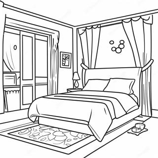 Cozy Bedroom Interior Coloring Page 39534-31602