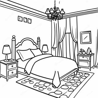 Cozy Bedroom Interior Coloring Page 39534-31603