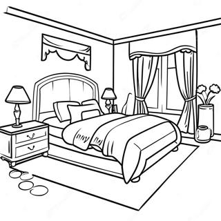 Cozy Bedroom Interior Coloring Page 39534-31604