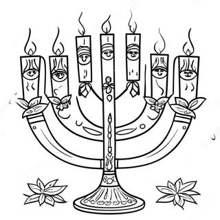 Decorative Hanukkah Menorah Coloring Page 39564-31625