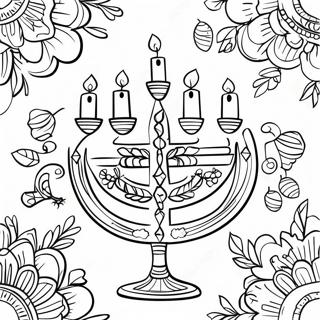 Decorative Hanukkah Menorah Coloring Page 39564-31628