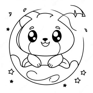 Cute Animals Over The Moon Coloring Page 39644-31691