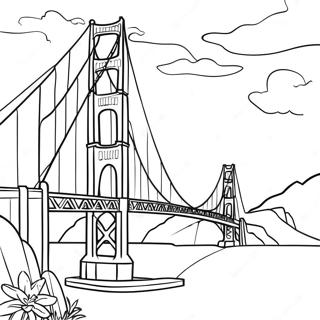 Golden Gate Bridge Scenic View Coloring Page 39663-31704