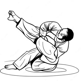 Jiu Jitsu Fighter In Action Coloring Page 39674-31714