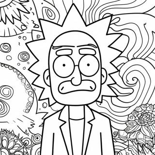 Rick Sanchez With Psychedelic Background Coloring Page 39714-31741