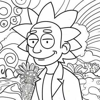 Rick Sanchez With Psychedelic Background Coloring Page 39714-31742