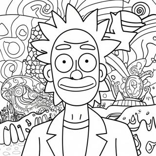 Rick Sanchez With Psychedelic Background Coloring Page 39714-31743