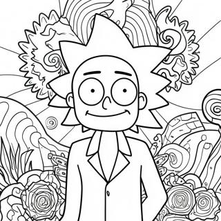 Rick Sanchez With Psychedelic Background Coloring Page 39714-31744