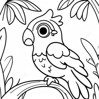 Colorful Parrot In The Rainforest Coloring Page 39824-31834